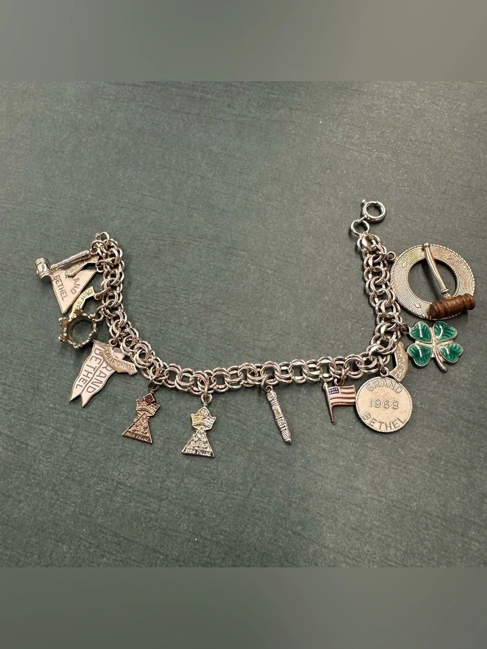 Jobs Daughter VTG 1960s Sterling Silver Charm Bracelet B11 1968